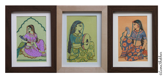 Moghal style paintings with using pen and ink.